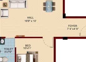 TYPE 4 - 1BHK EAST FACING