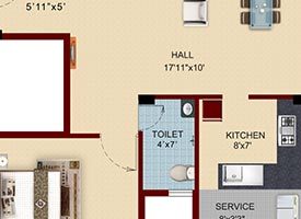 TYPE 5 - 1BHK WEST FACING