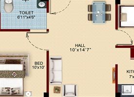 UNIT 1B - 2BHK(C) NORTH FACING